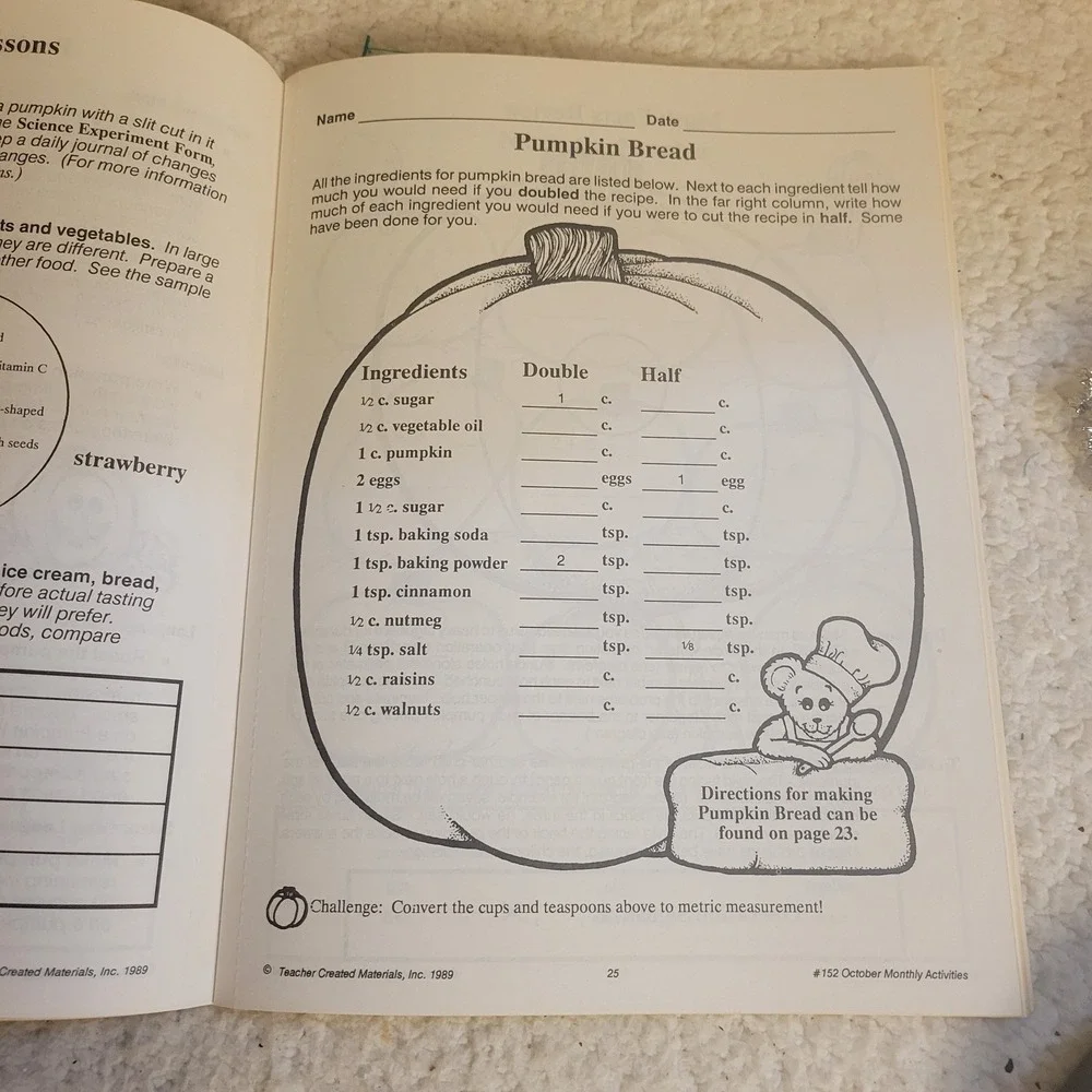 Teacher Created Materials October Monthly Activities Book 1989 Vintage Halloween